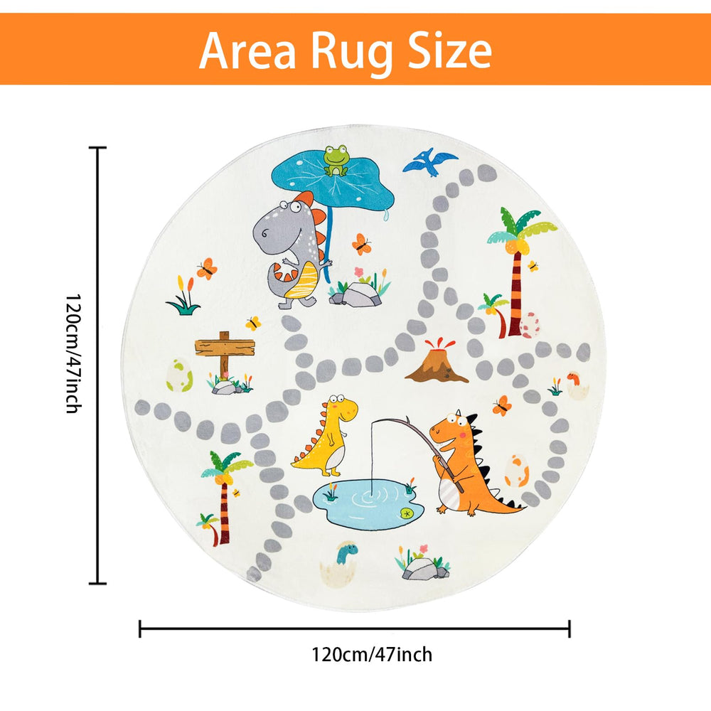 Lacomfy round play mat with friendly dinosaurs to spark curiosity.