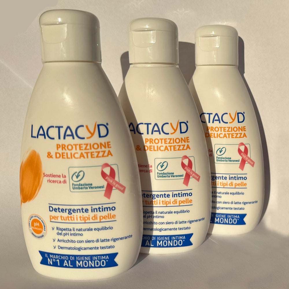 Lactacyd Femina label close-up highlighting natural L-Lactic Acid for gentle balance.
