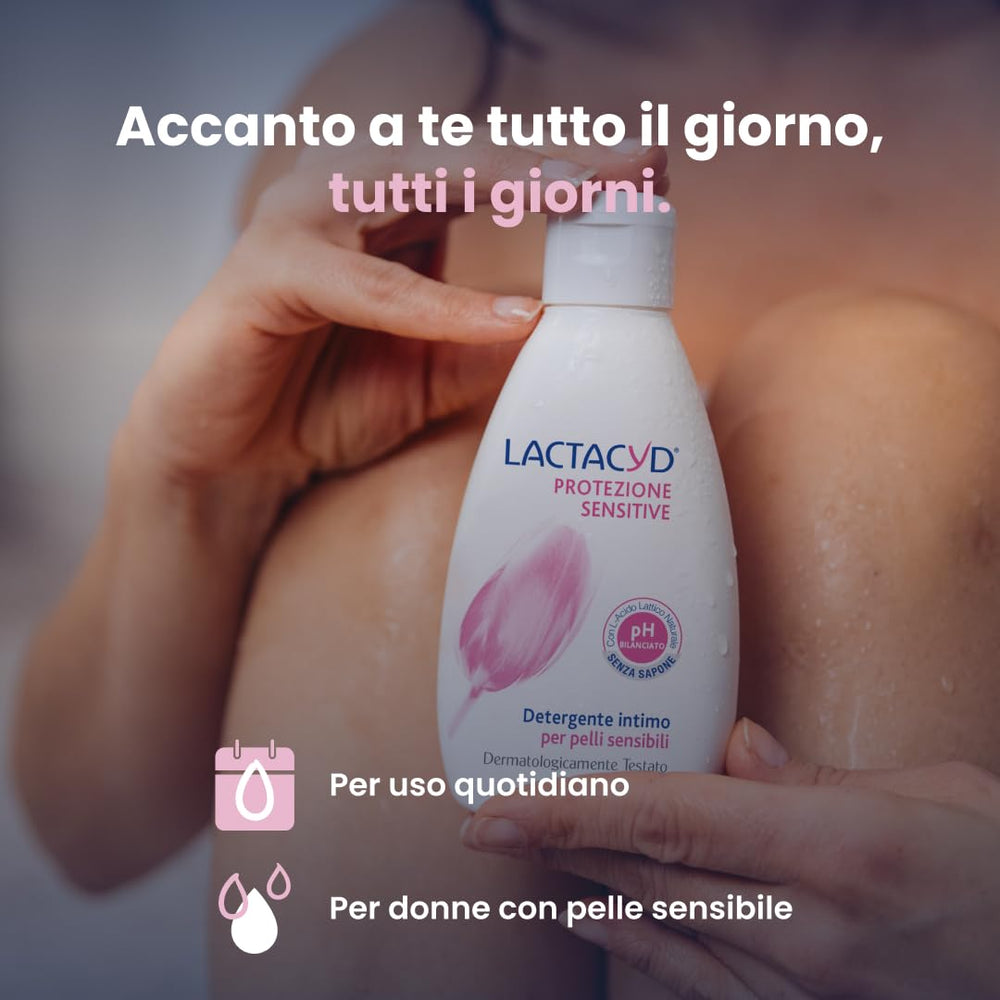 Lactacyd Sensitive Protection bottle with cap demonstrates odor control during daily routines.