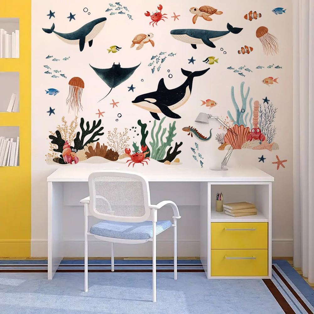 Ladinimo Ocean Wall Decal Dolphin offers dynamic movement and bright contrast.