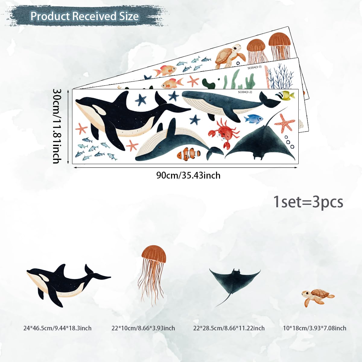 Ladinimo Ocean Wall Decal Seaweed and Bubbles enhances wall decor with whimsy.