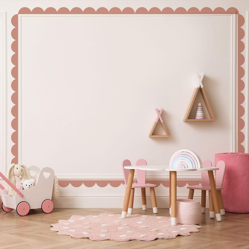 Ladinimo scallop border wall sticker in coffee edge decor for doors.