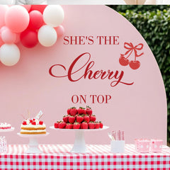 Ladinimo She’s The Cherry On Top wall decal enhances bridal shower backdrops.