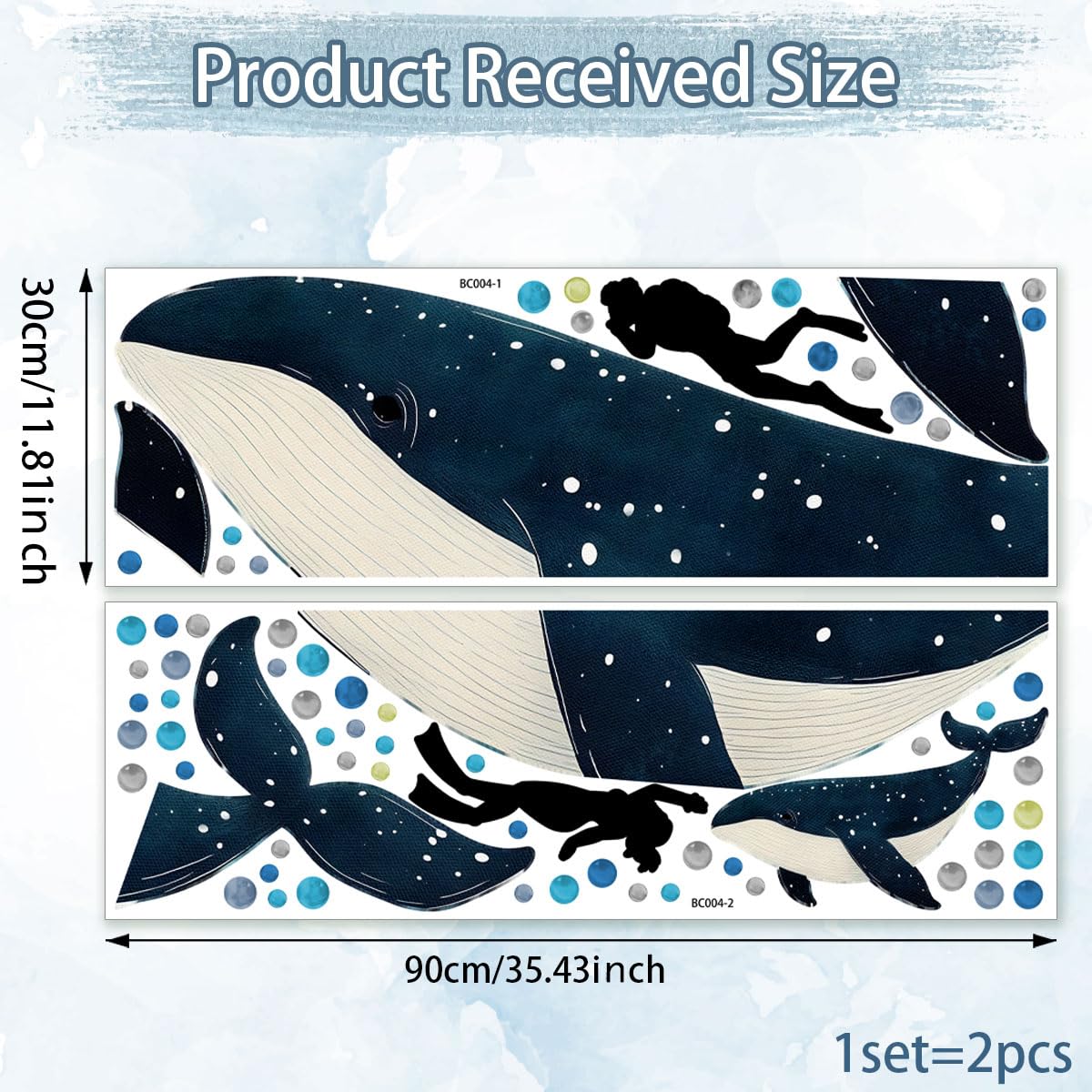 Ladinimo Whale mother and child wall decals create a soothing, dreamy bedroom focal point.