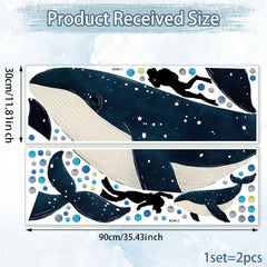 Ladinimo Whale mother and child wall decals create a soothing, dreamy bedroom focal point.