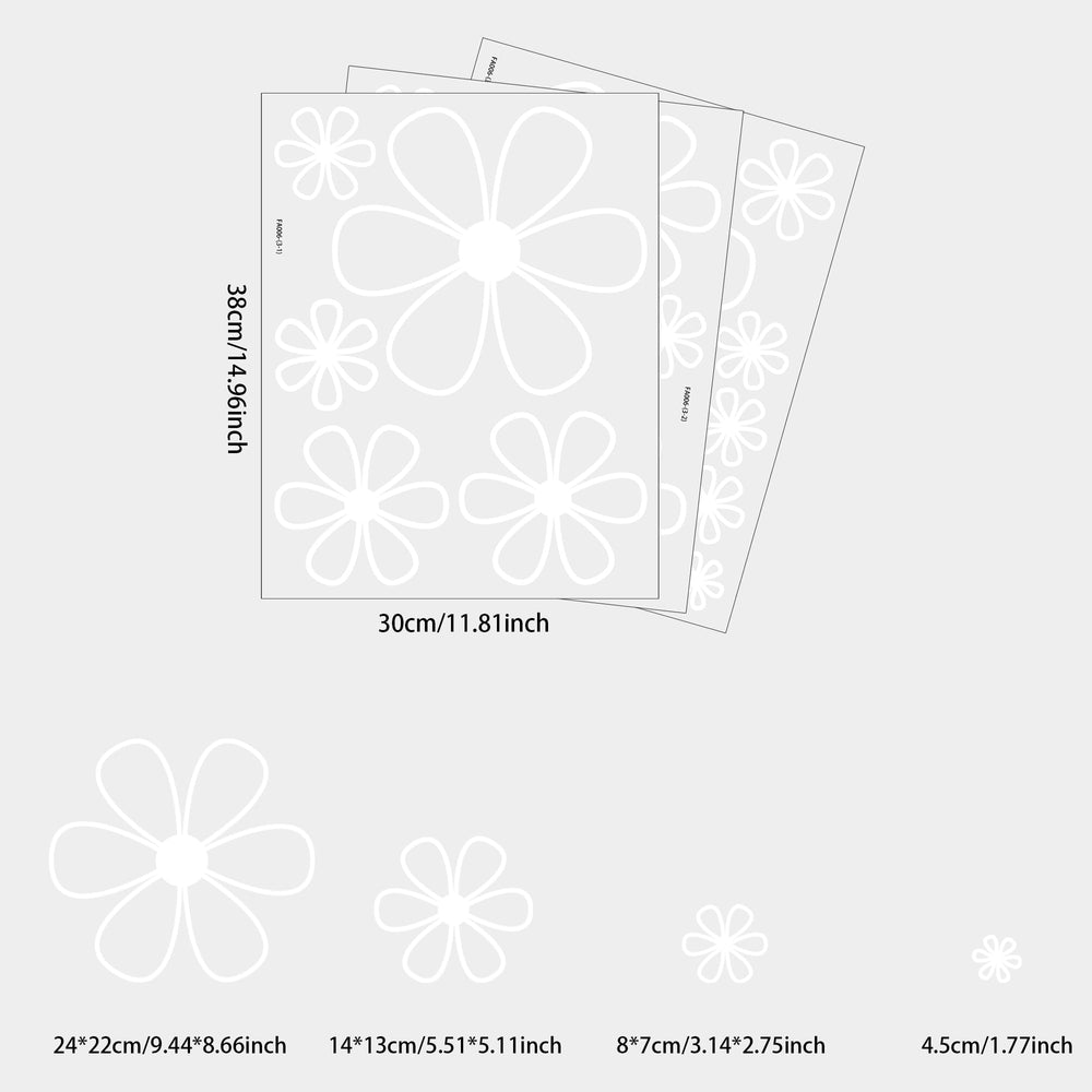 Ladinimo peel-and-stick daisies on smooth surfaces without residue.