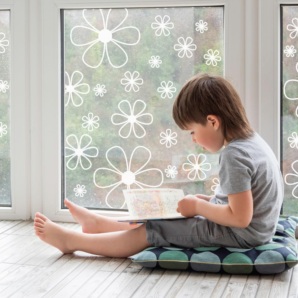 Ladinimo white flower decals suited for doors and glass surfaces.