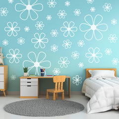 Ladinimo White Daisy wall decal three sheets brighten walls with easy peel-and-stick application.