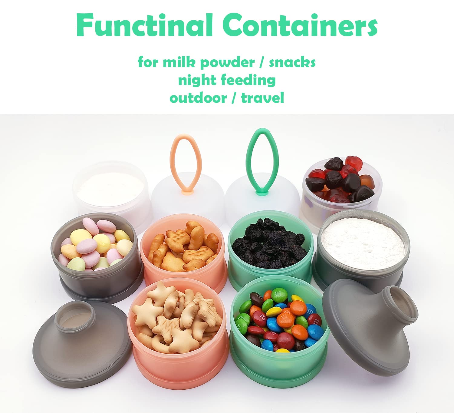 LADISO Baby Formula Dispenser with 4 compartments ideal for organizing powders on the go
