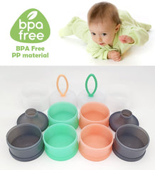 LADISO Baby Formula Dispenser stackable design saves space in diaper bags