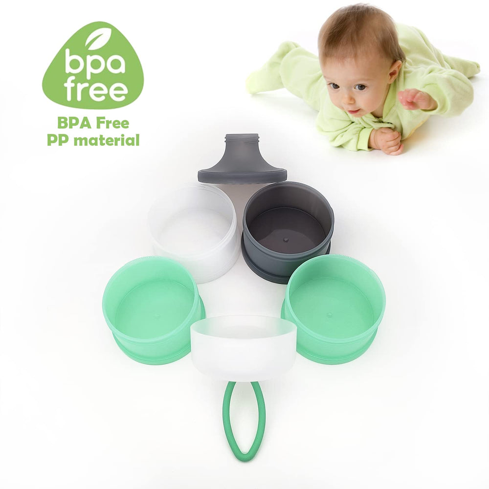 Multi-use storage for snacks and baby foods during outings.