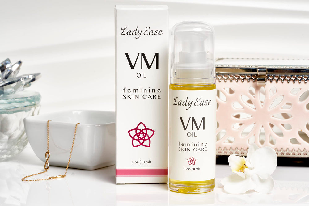 One-ounce travel-size Lady Ease Vaginal Oil for discreet use.