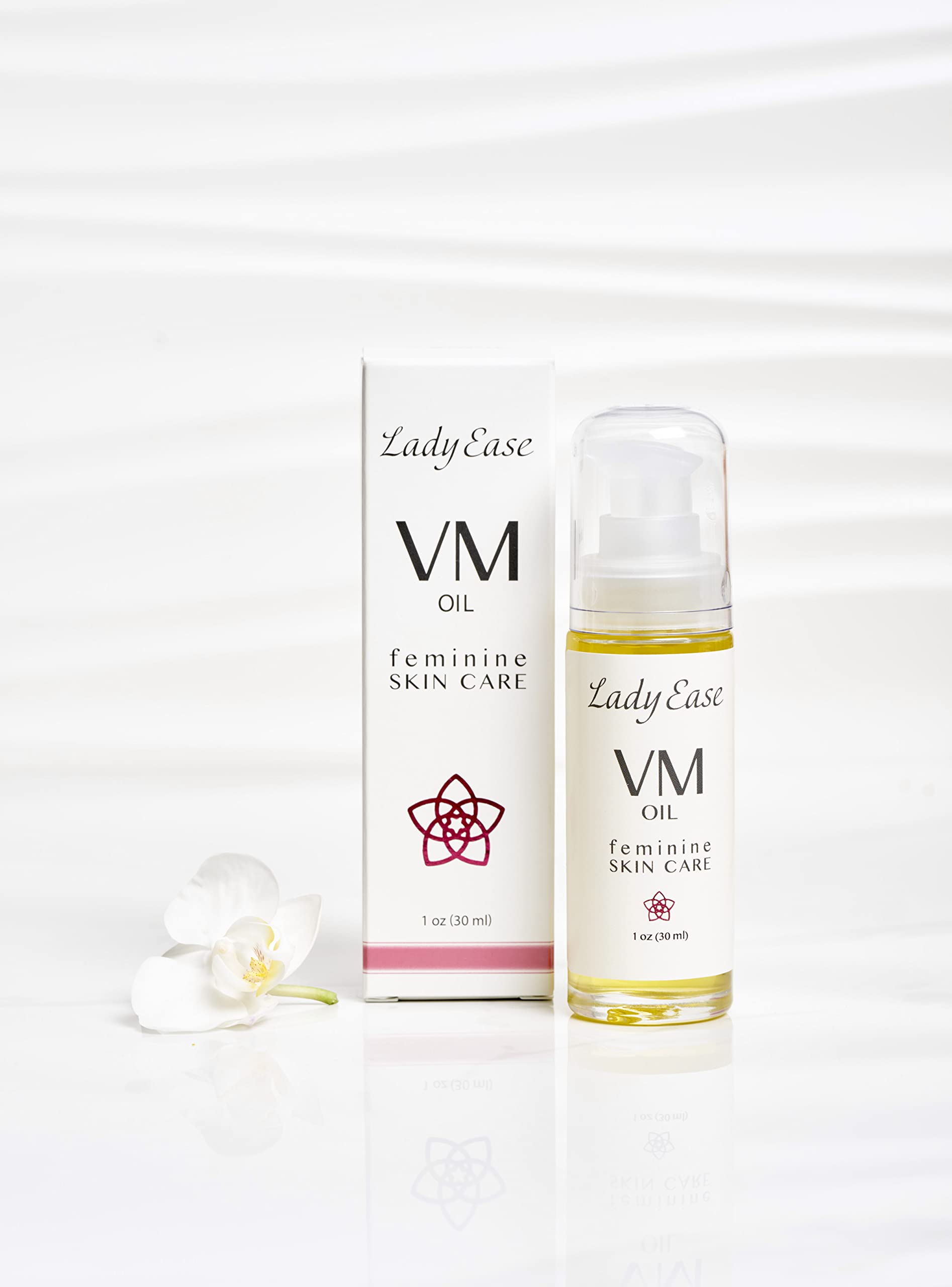 Lady Ease Organic Vaginal Oil bottle with dropper for on-the-go moisture.