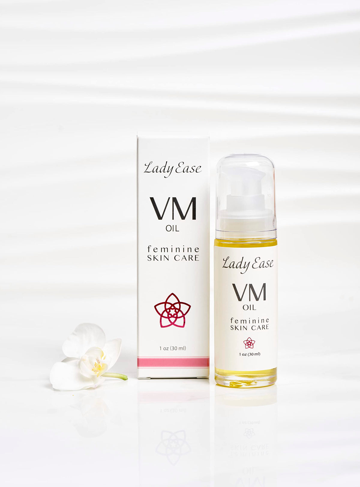 Lady Ease Organic Vaginal Oil bottle with dropper for on-the-go moisture.