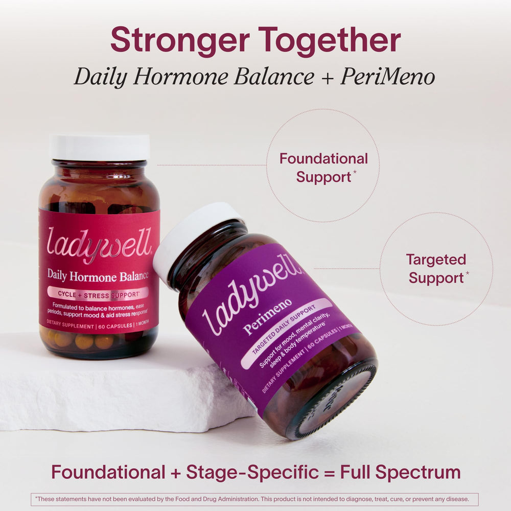 Ladywell Perimeno capsules in hand symbolizing a simple daily routine.