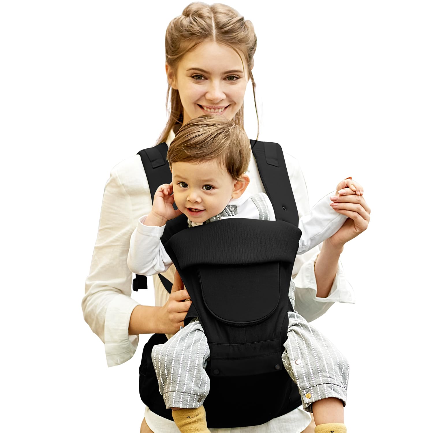 Laifarkost Baby Carrier with Hip Seat offers secure support for newborns and toddlers during walks.