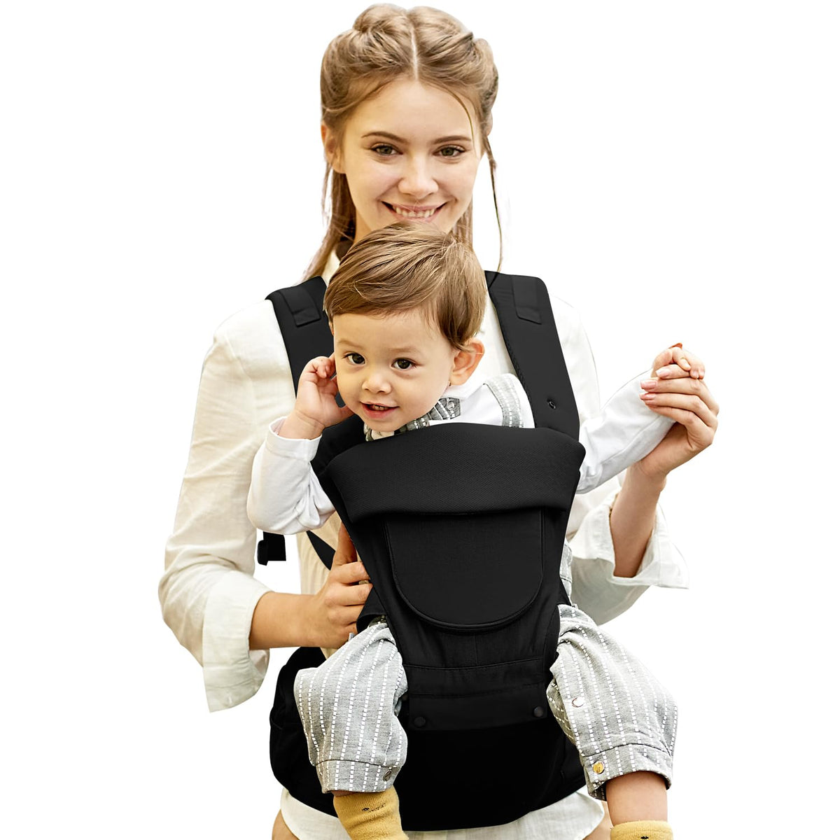 Laifarkost Baby Carrier with Hip Seat offers secure support for newborns and toddlers during walks.