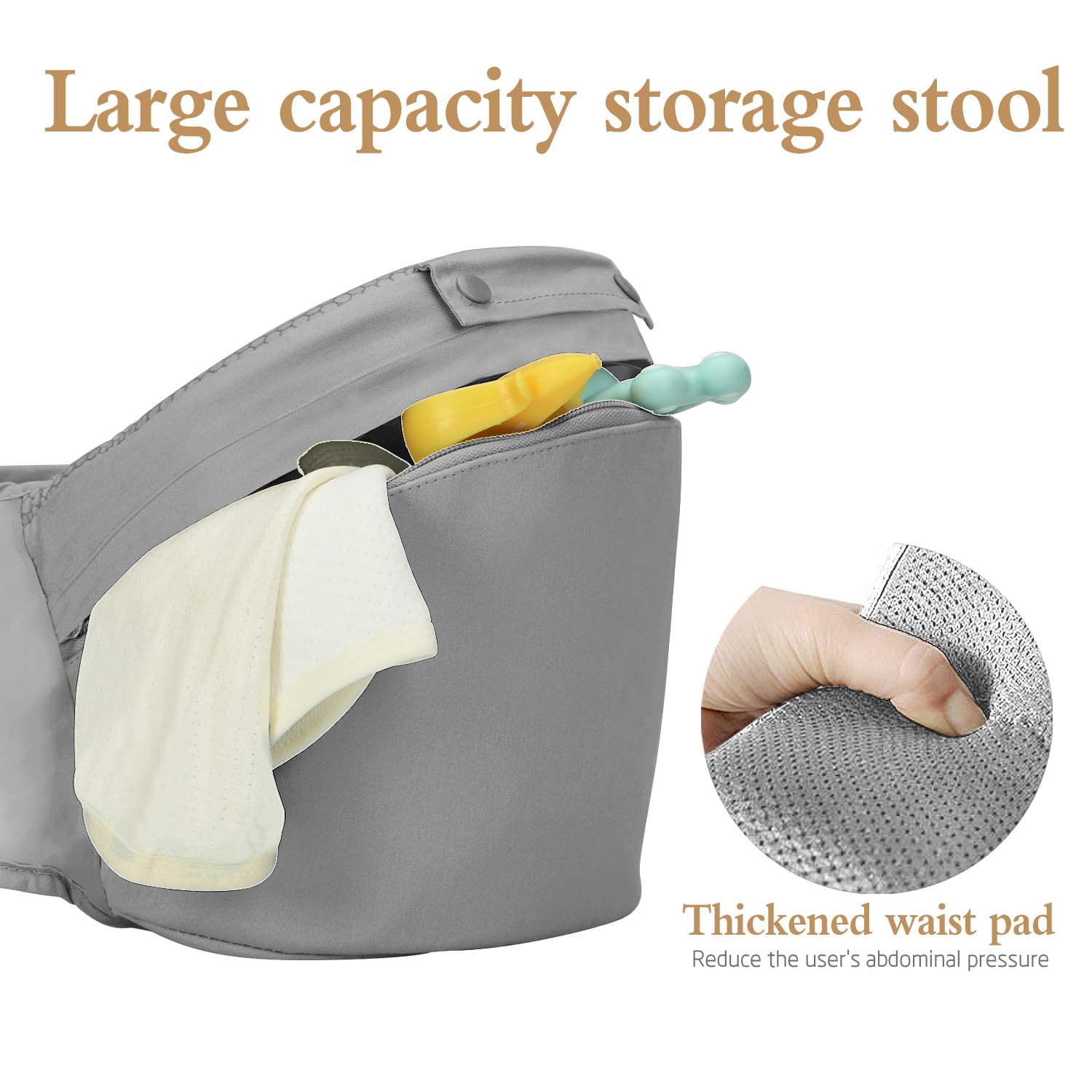 Laifarkost safety-certified hip carrier suitable from infancy to toddler years.