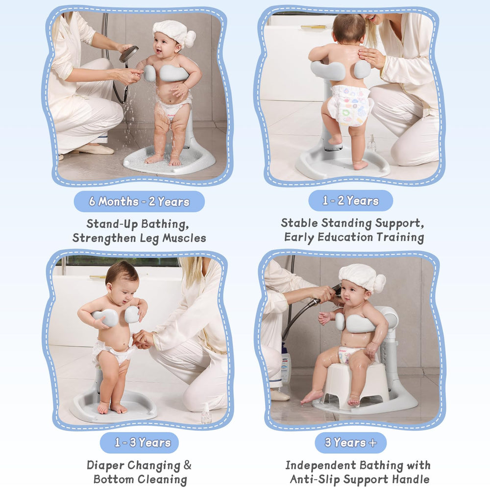 Laigoldana ergonomic design offers 360° baby hug during bath.