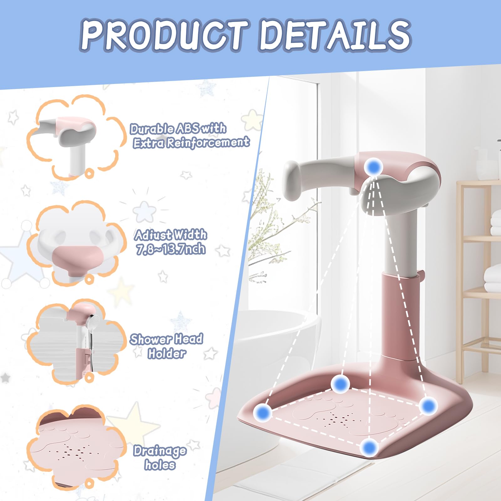 Laigoldana adjustable height helps the stand grow with your baby.