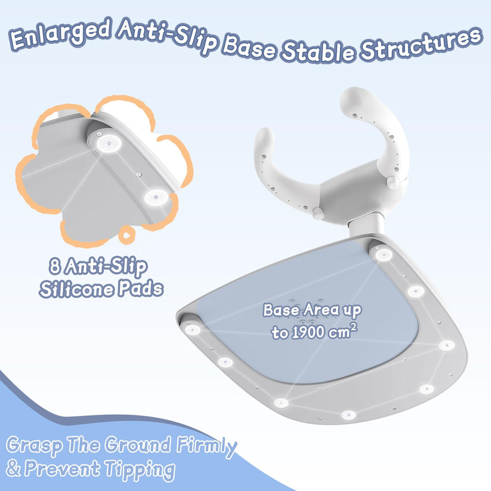 Laigoldana grey standing shower stand with adjustable armrests for comfort.