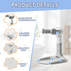Laigoldana stand demonstrates height adjustment for growing babies.