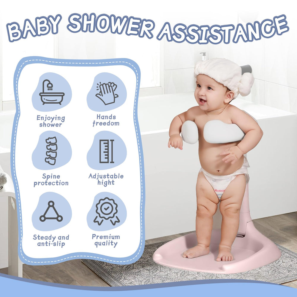Laigoldana pink finish adds a friendly touch to bath routines.