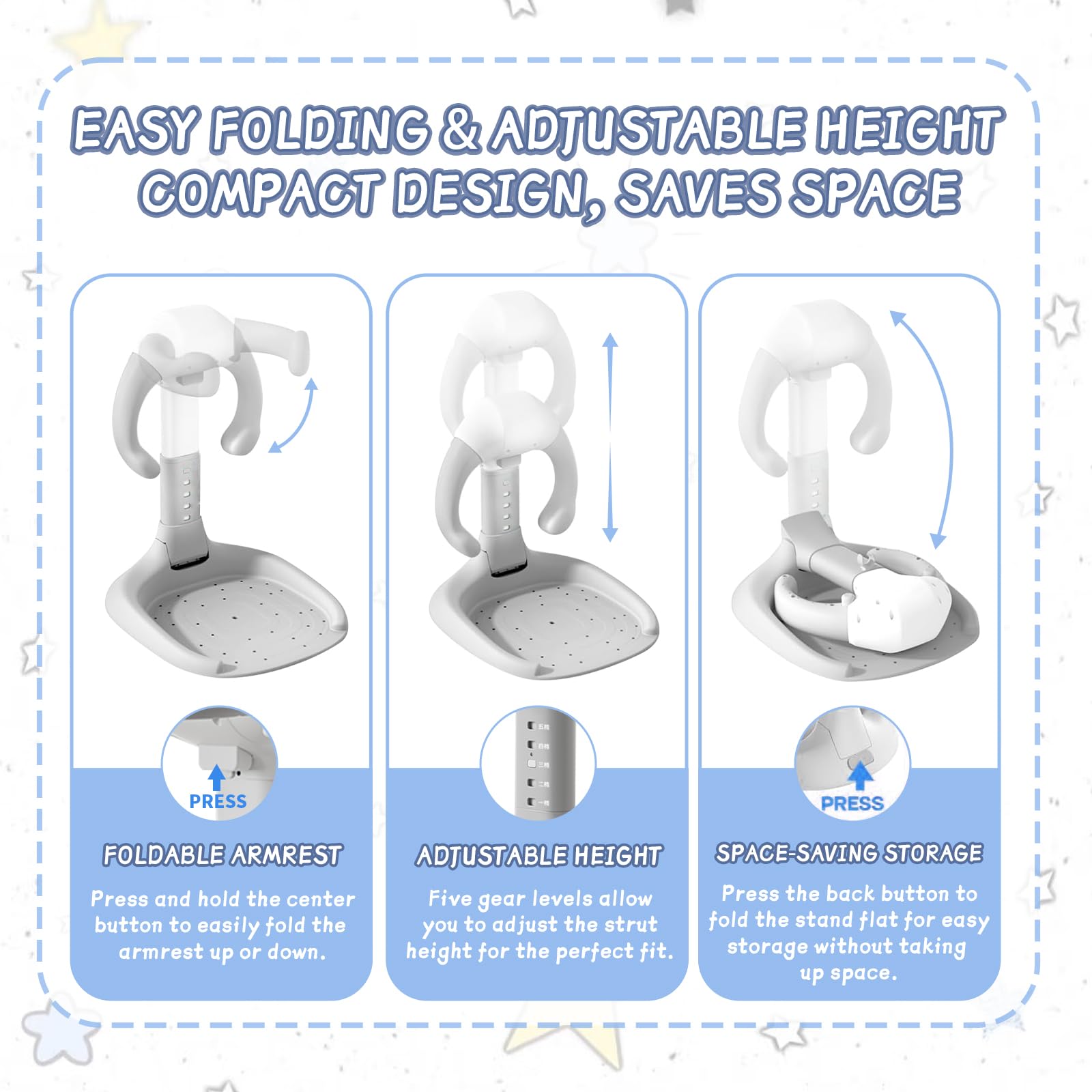 Laigoldana bath time with stand enables hands-free rinsing.