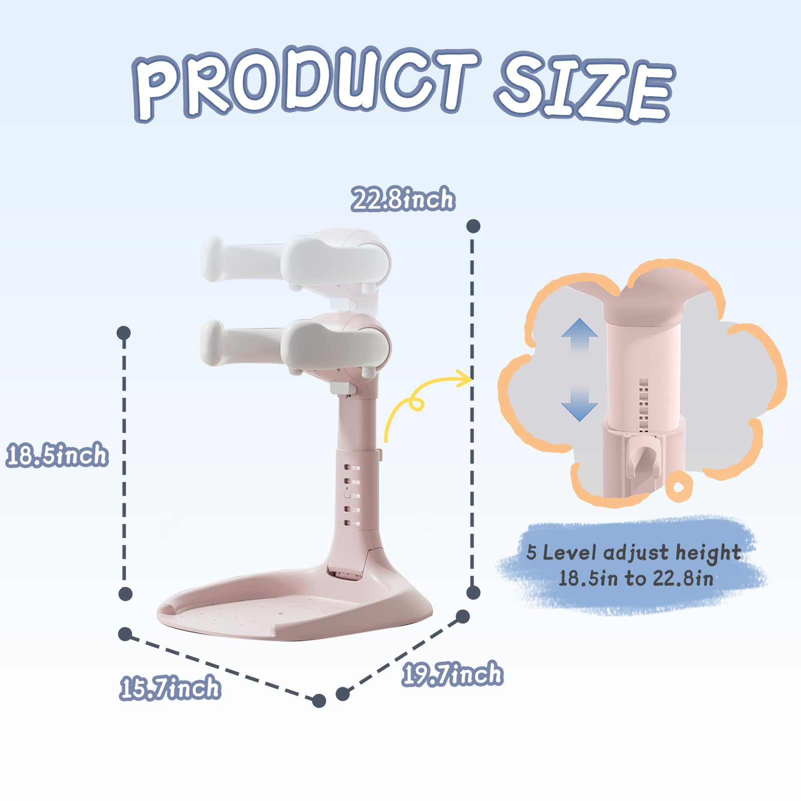 Built in shower head holder keeps water within easy reach