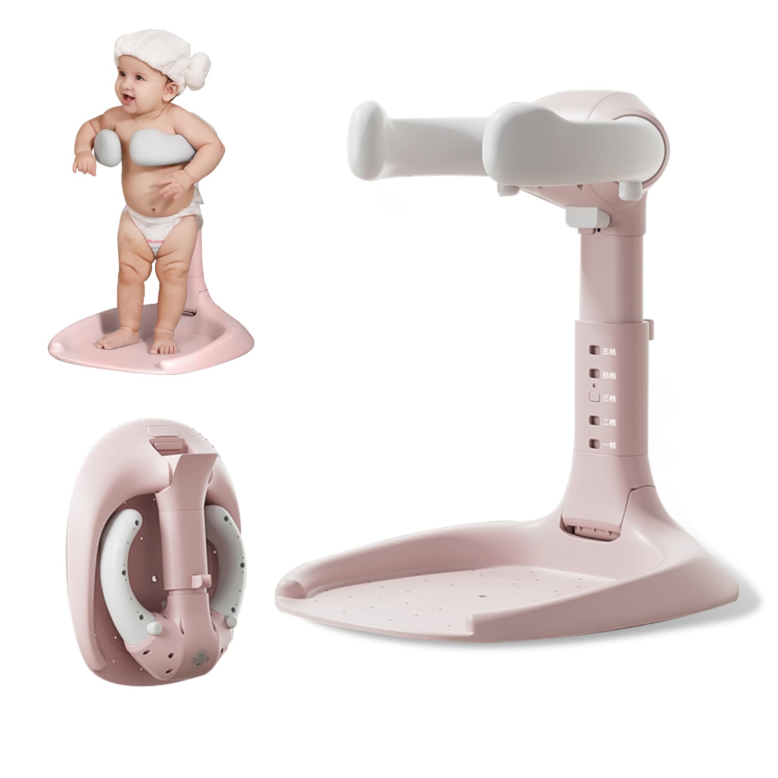 Laigoldana foldable baby shower stand pink with ergonomic hands free design for bath time