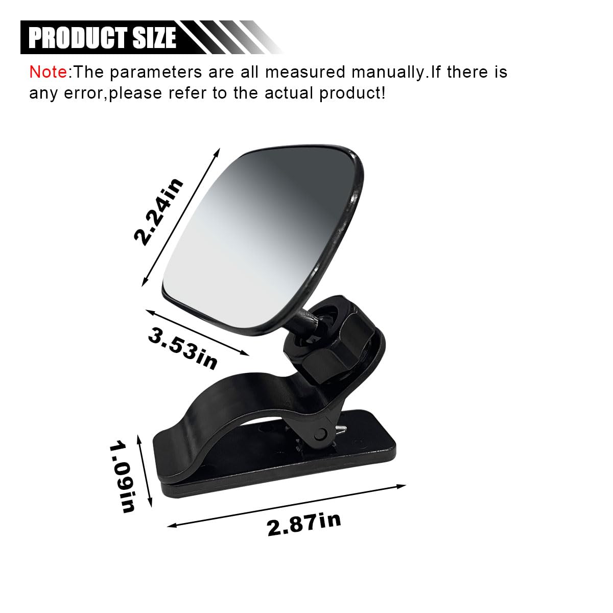 LAINLOY clip-on mirror provides 360-degree adjustability for clear baby visibility.