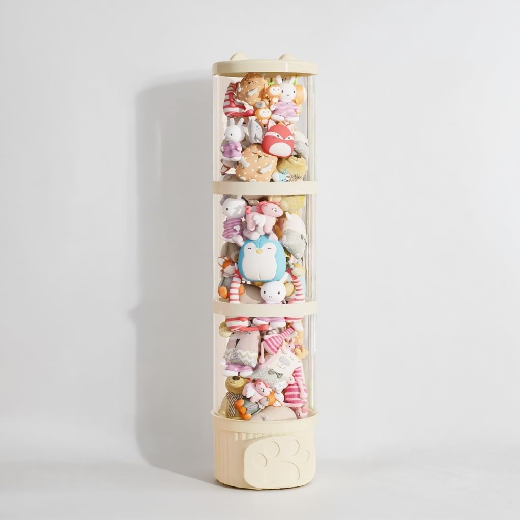 LALABOO stuffed animal storage tube 42in tall displays plush toys for quick playtime.