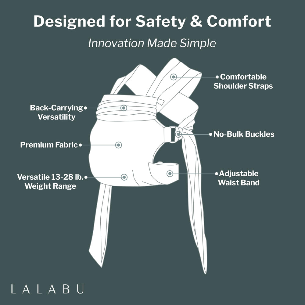 Lalabu Simple Wrap supports babies from 3 months to 2 years, 13–28 lbs.