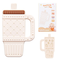LalaDream baby teether in tumbler cup shape with handle promotes gentle gum relief