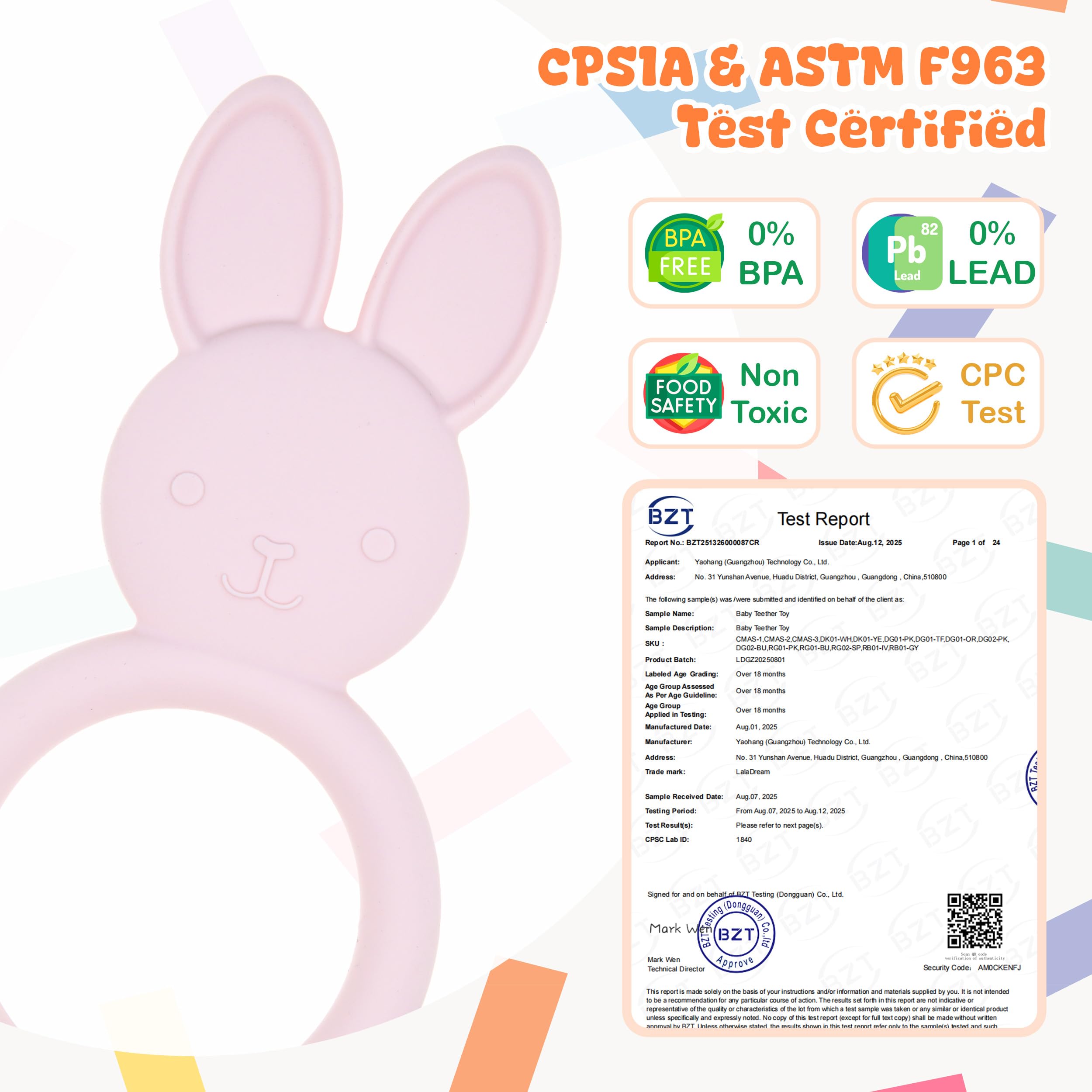 LalaDream rabbit teether in a nursery scene for sensory play