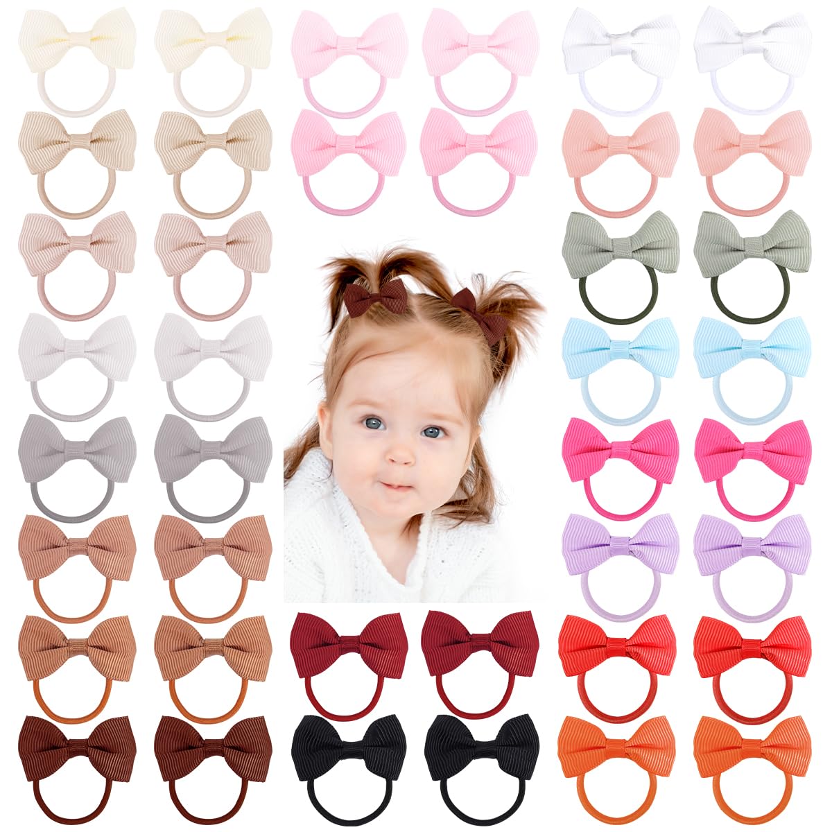 LALAURA earth color baby hair bows with ties for gentle styling and outfit pairing