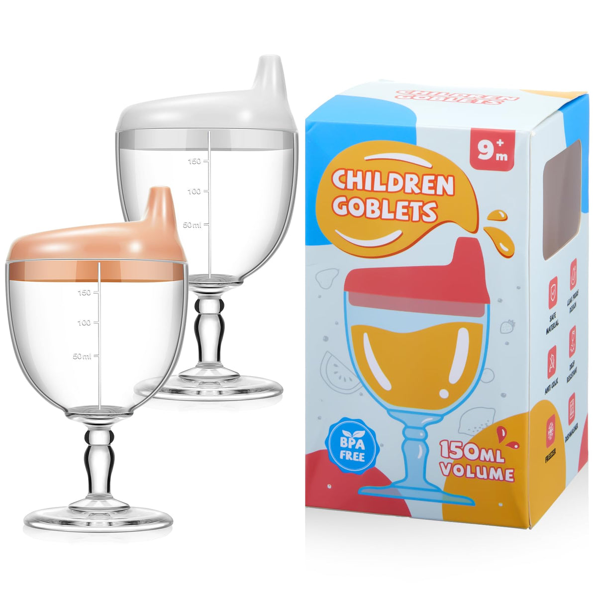 Lallisa baby wine sippy pink lid offers spill-free sipping for toddlers.