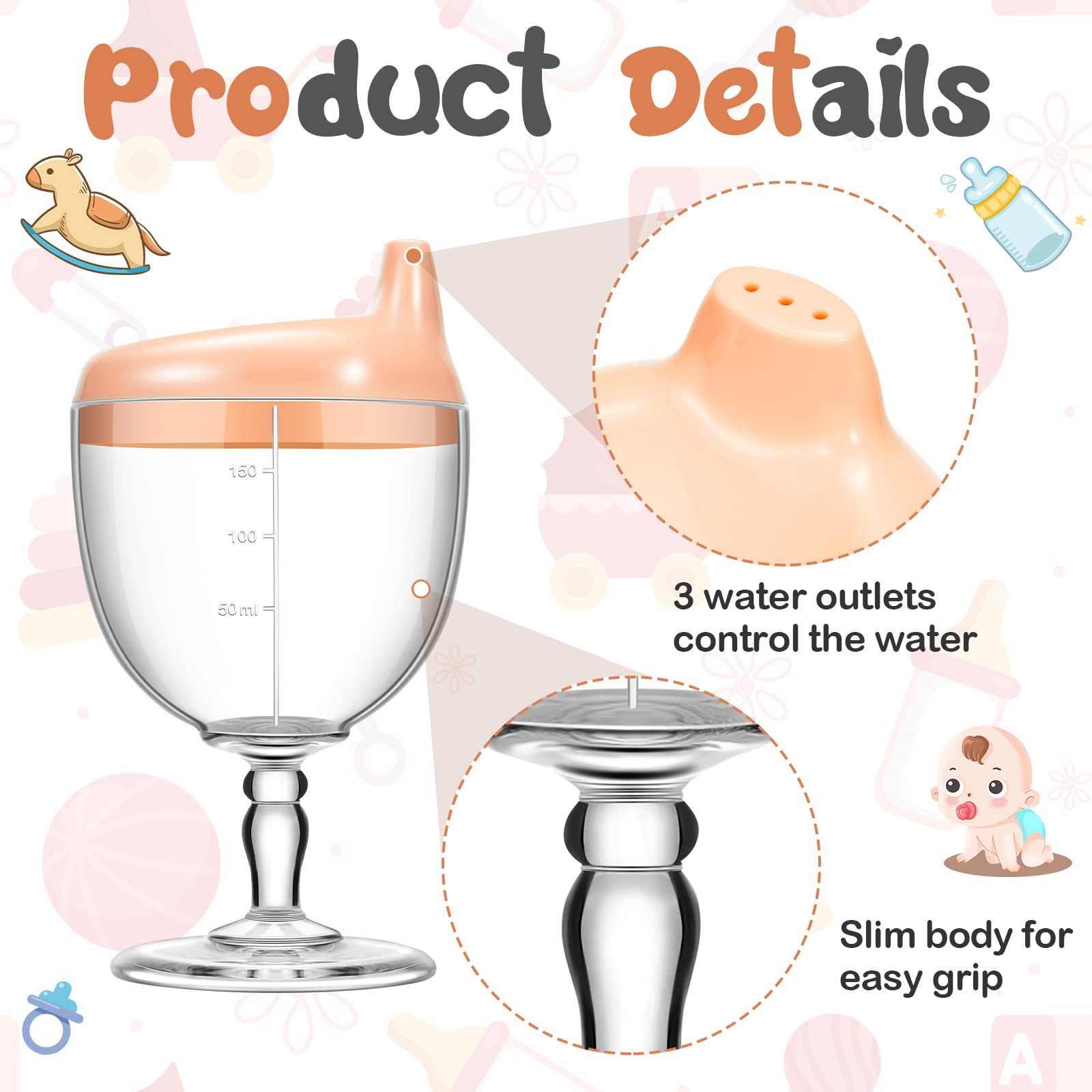 Lallisa stemware-design sippy cup elevates toddler dining with elegant, kid-friendly styling.