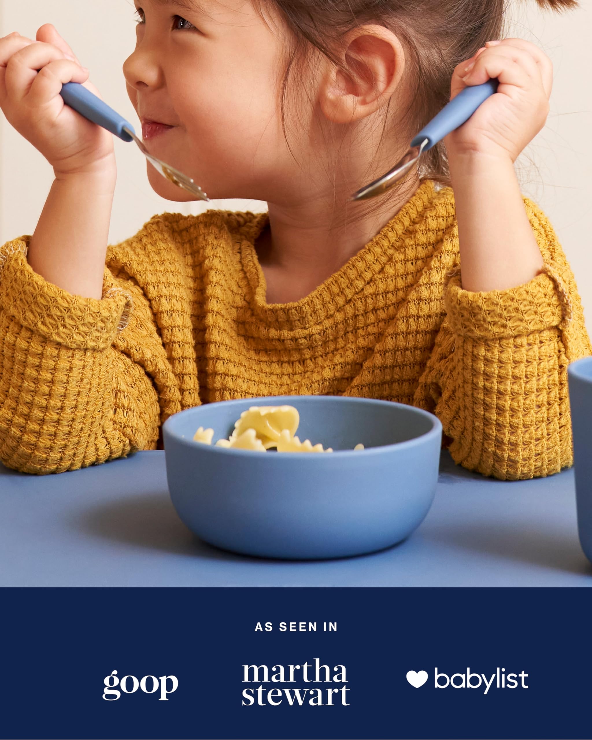 Lalo bowls designed for ages 12 months and up to support self feeding