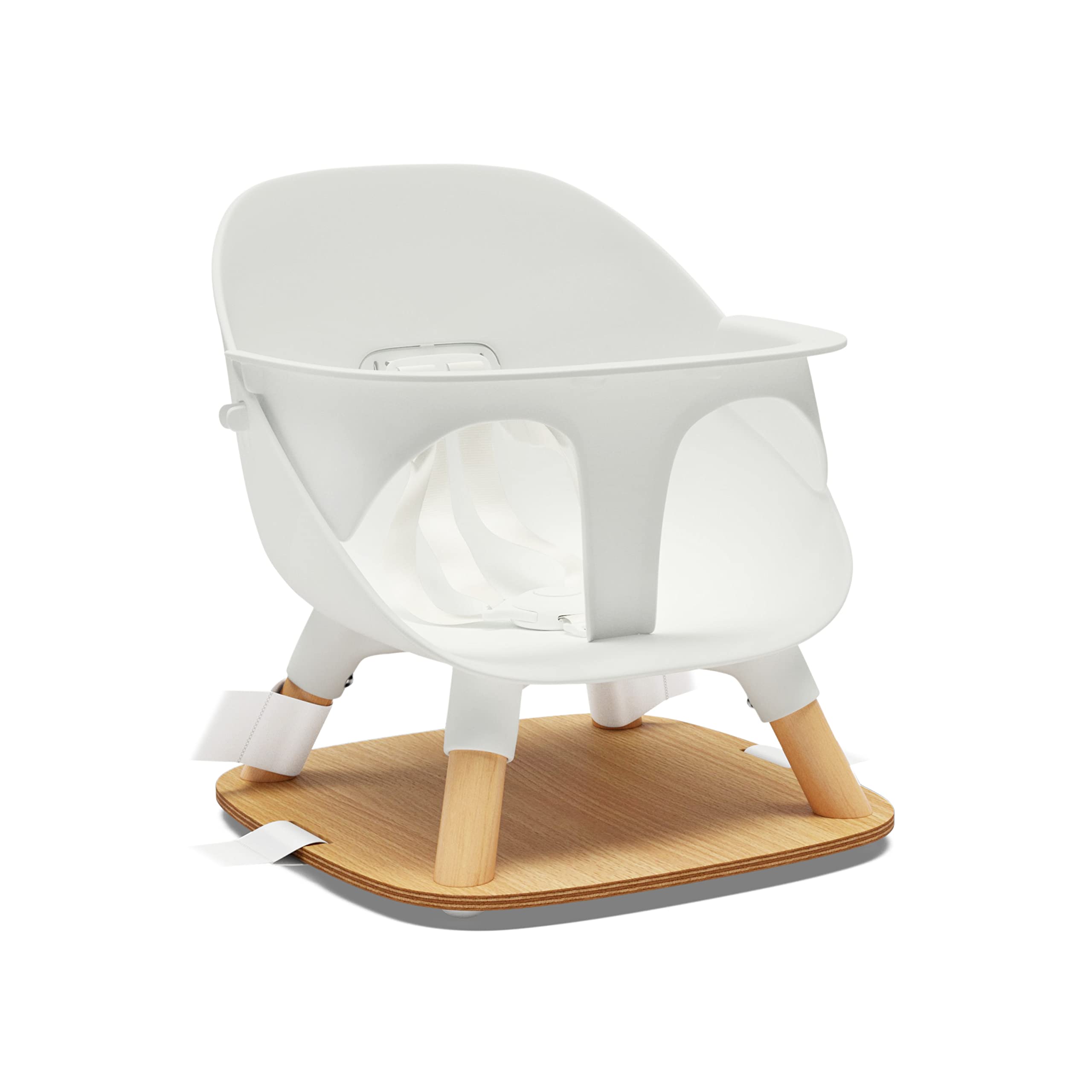 Lalo Booster Seat Coconut seat shows secure, compact seating for baby meals.
