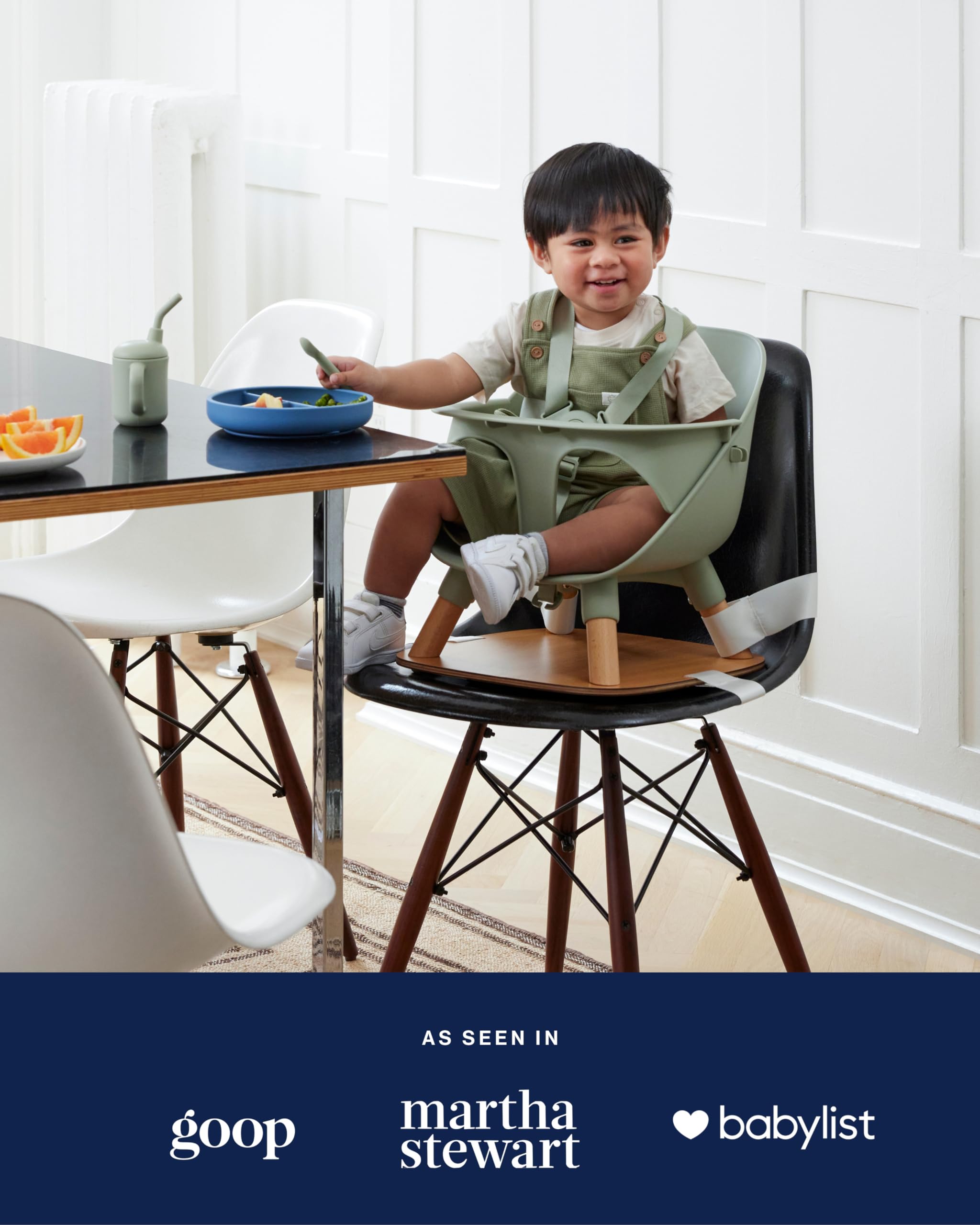 Lalo booster seat Grapefruit, no-assembly design for fast setup