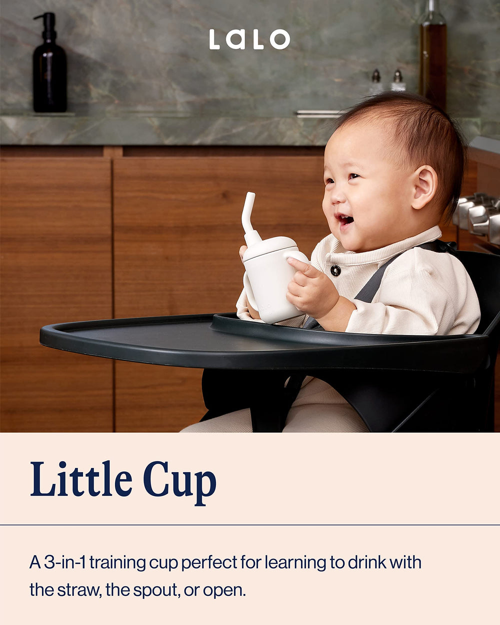 Lalo Little Cup with straw focus for easy sipping