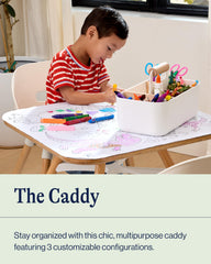 Lalo The Caddy with removable dividers for flexible storage.
