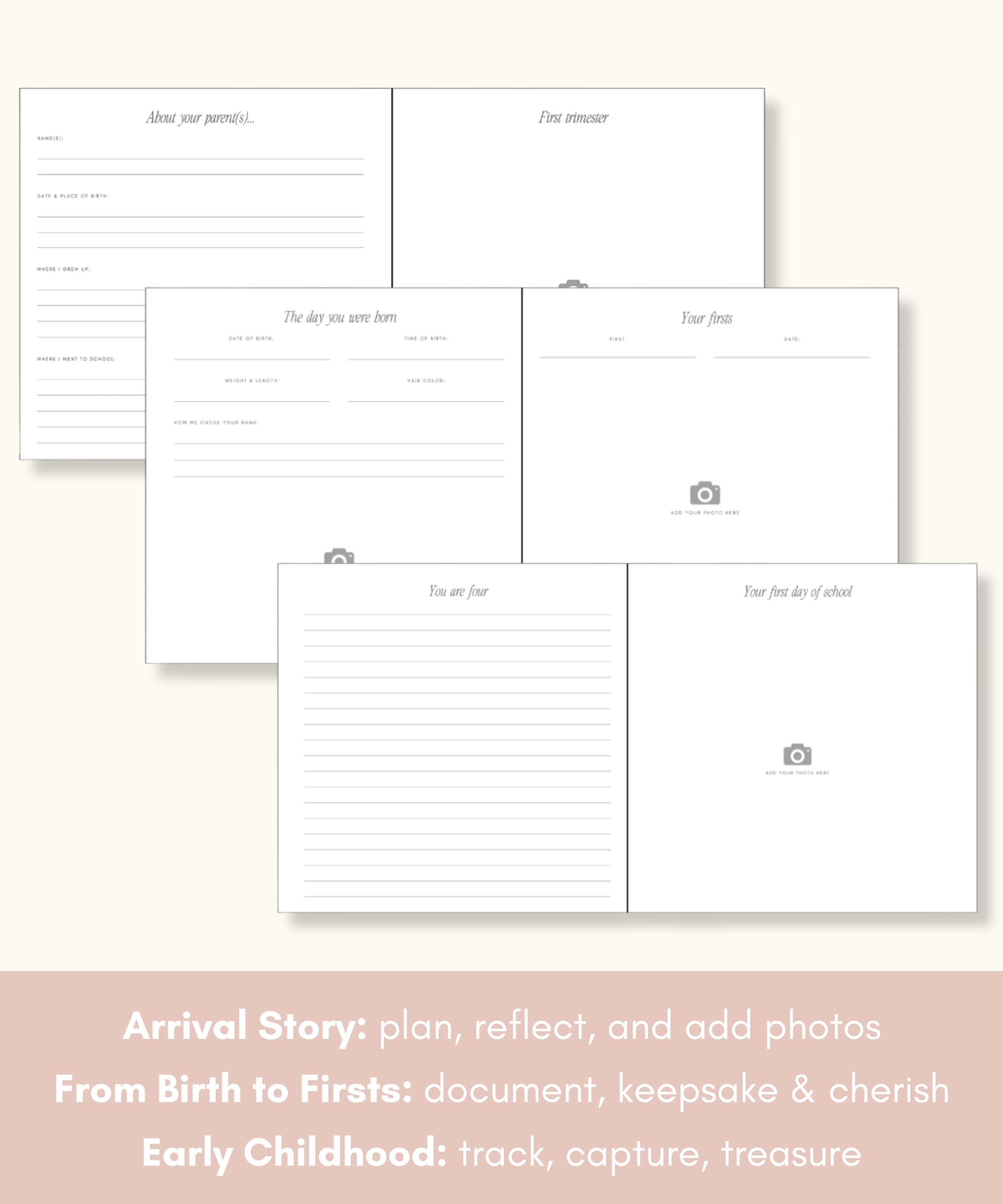 Lamare Baby First Year Book footprint spaces for tiny steps.