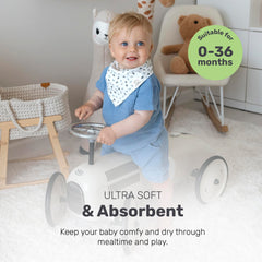 Lamb Babies bandana bib absorbs milk spills for quick cleanup.