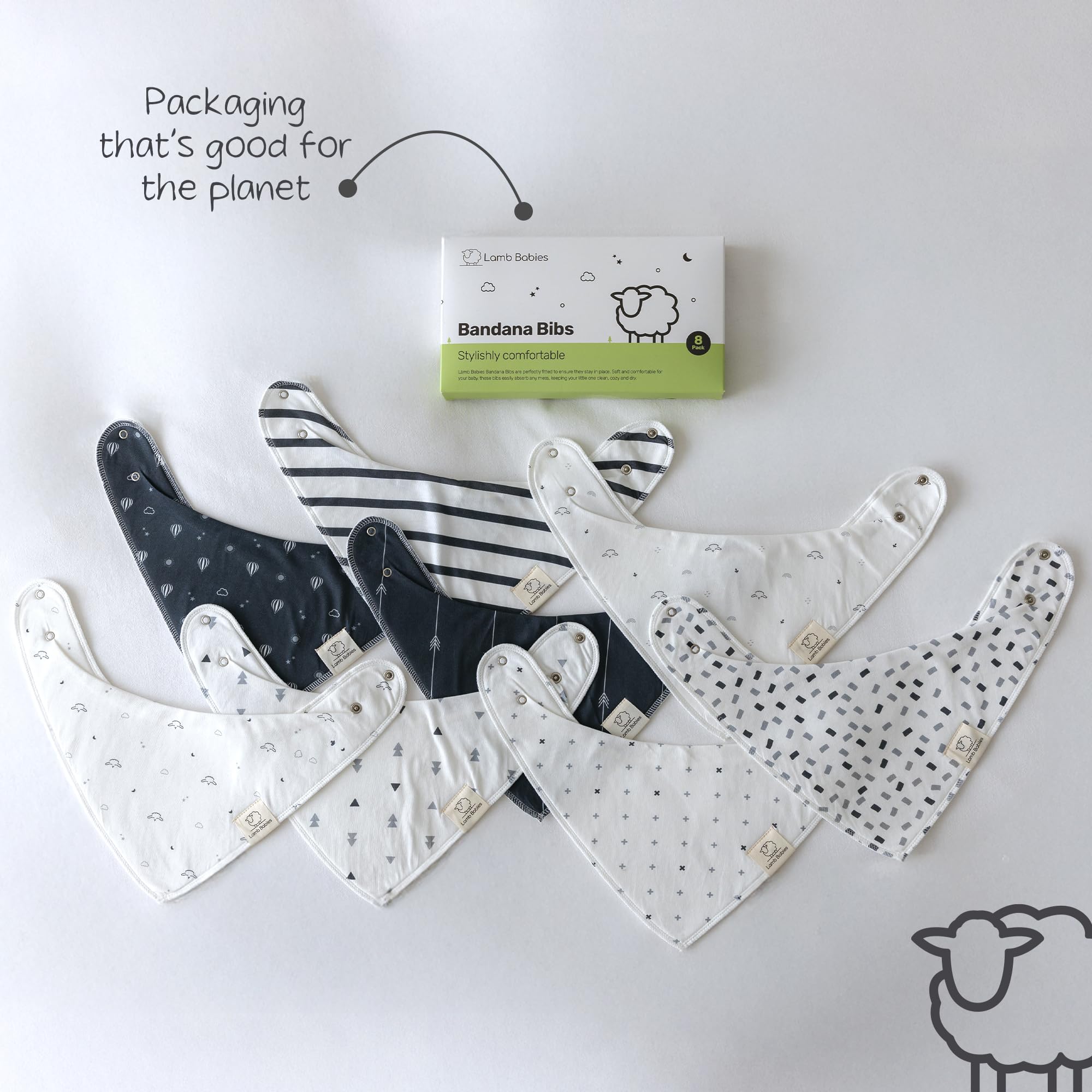 Lamb Babies bandana bib easy to wash and maintain softness.