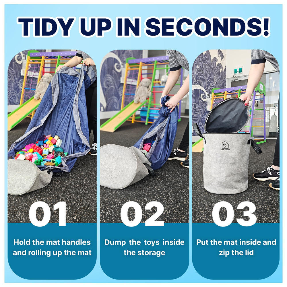 Lambdano tall toy bag ideal for storing blocks, cars, and puzzles after play.