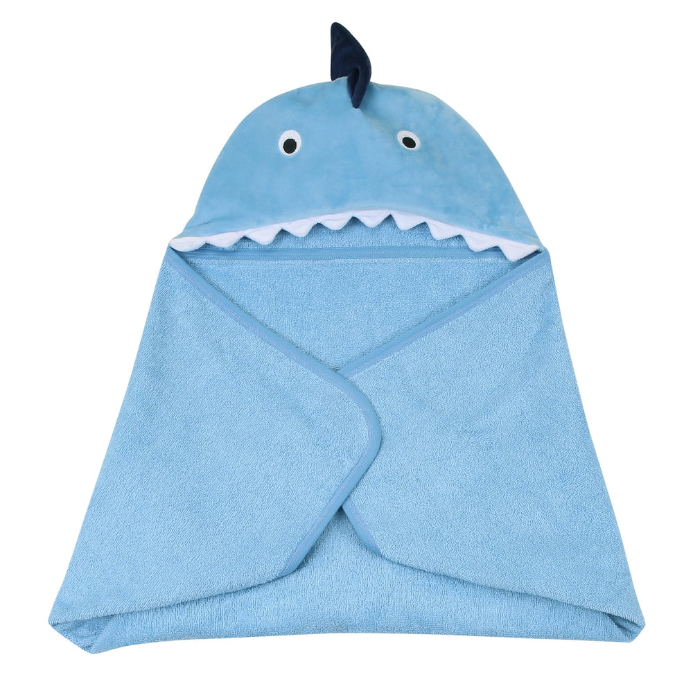Lambs and Ivy shark hooded towel velour outer and soft lining.