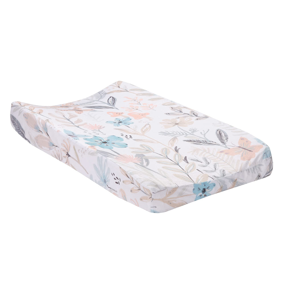 Lambs & Ivy Baby Blooms floral butterfly pattern enhances nursery decor.