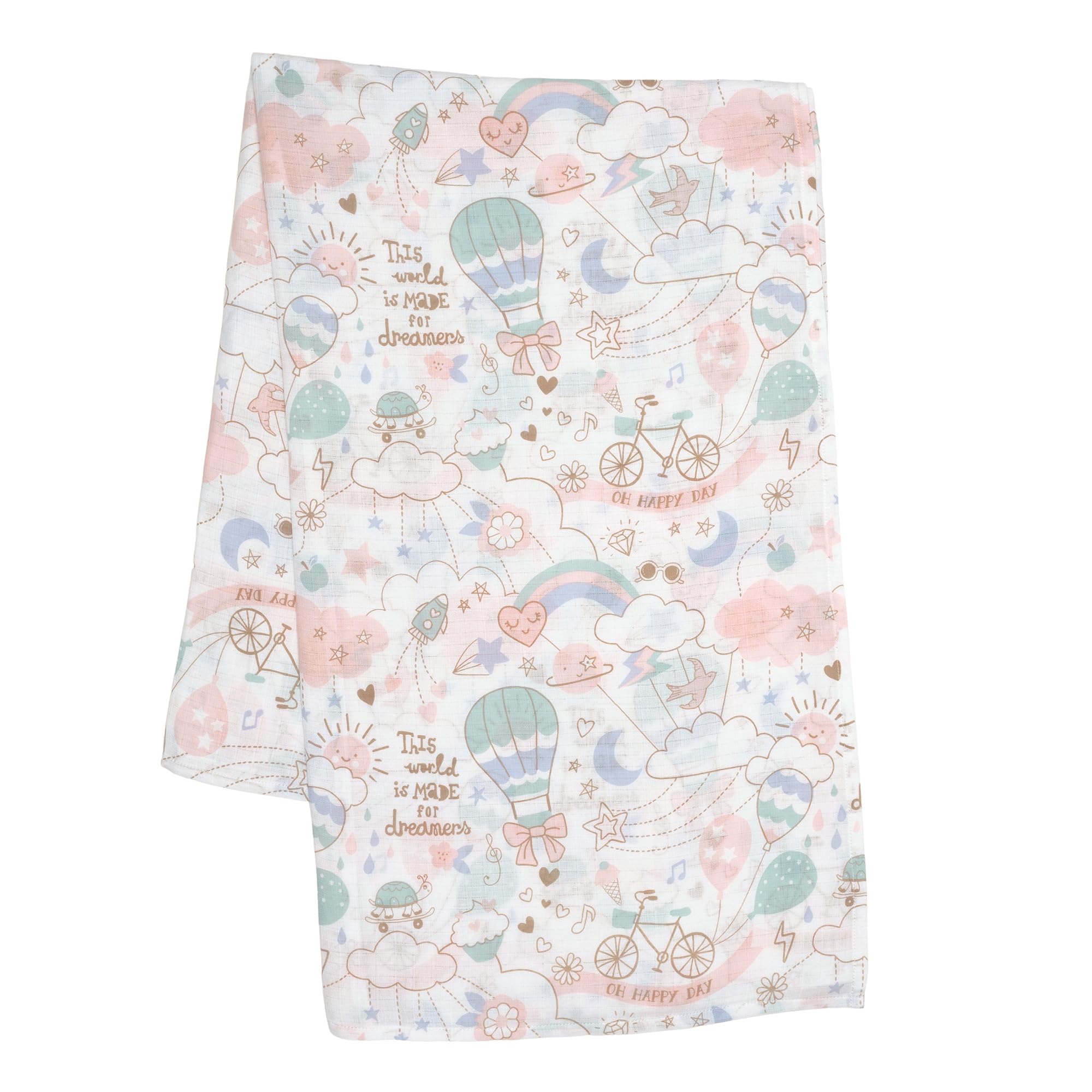 Lambs & Ivy burp cloth in colorful print, practical for feeding time.